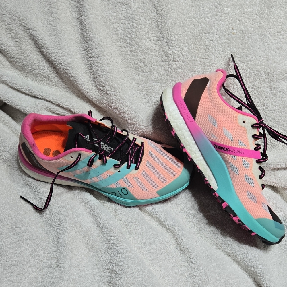Adidas Pink and Blue Athletic Shoes with Robust Design